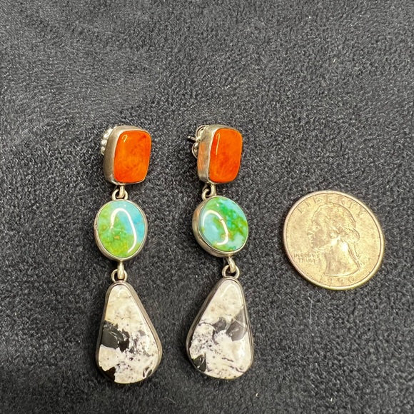 Mixed turquoise custom earrings - Picture 2 of 4